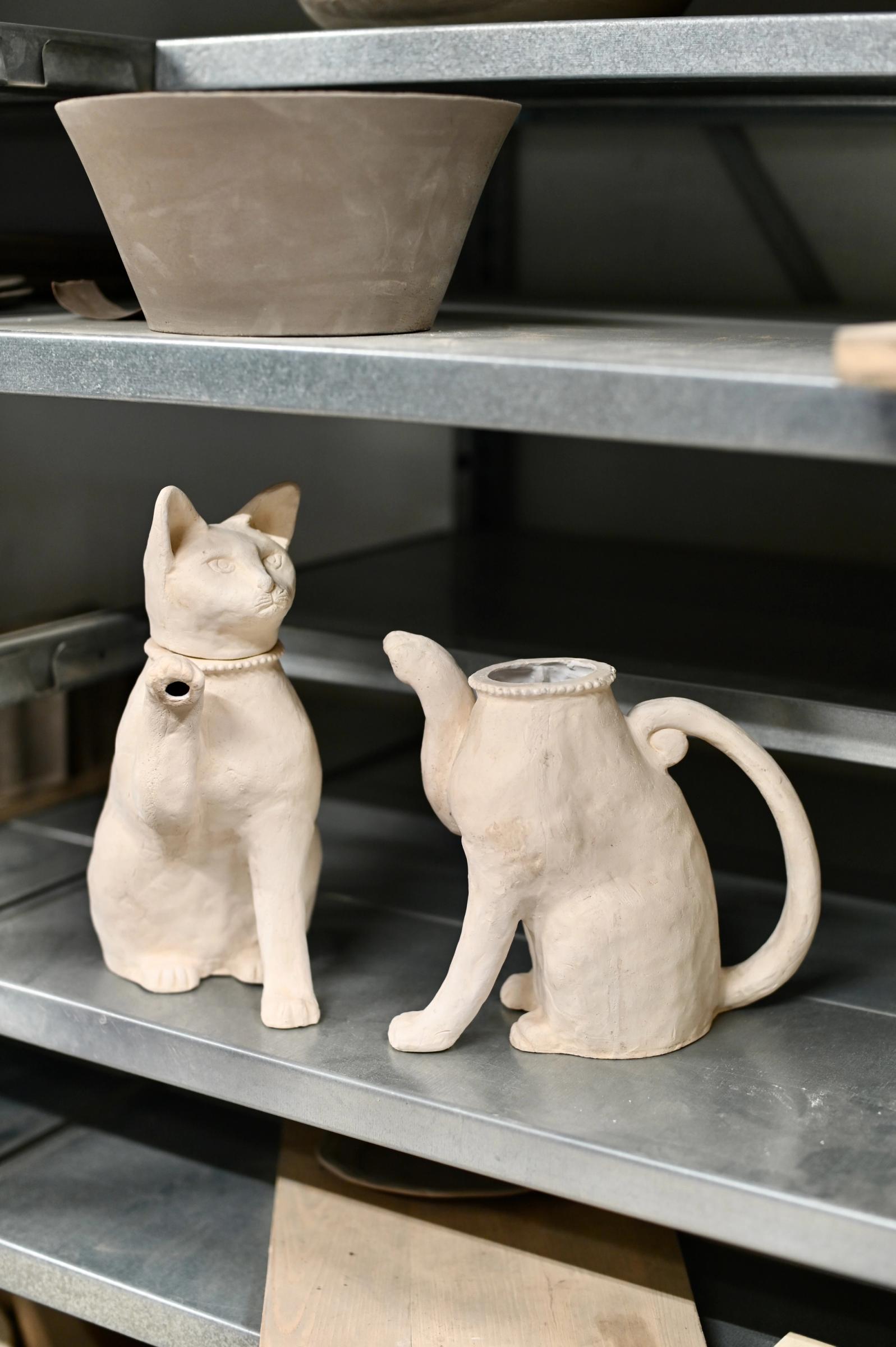 Astier de Villatte Cat Teapot in the making