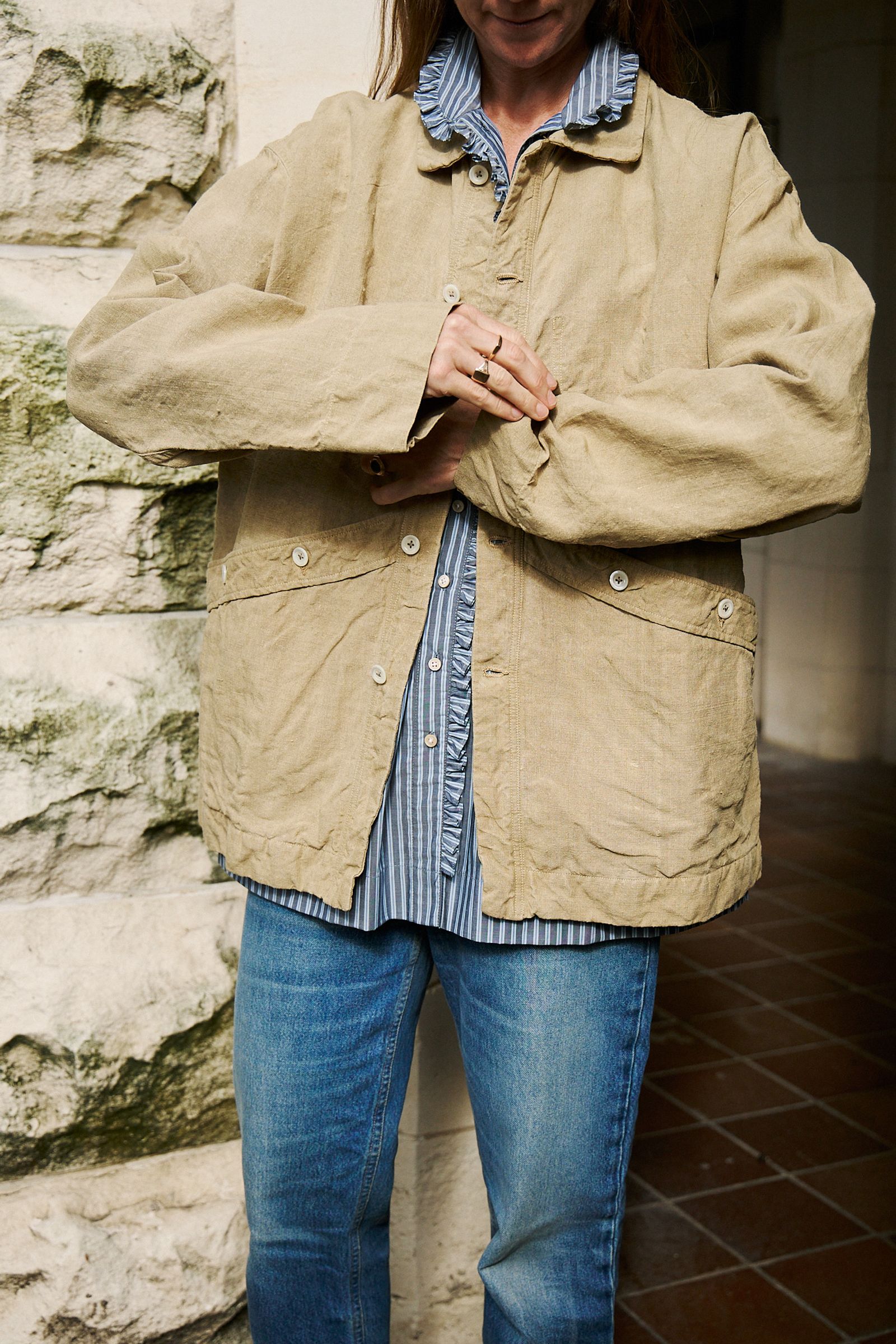 Oliver Church jacket and A'Court striped shirt for Tessuti