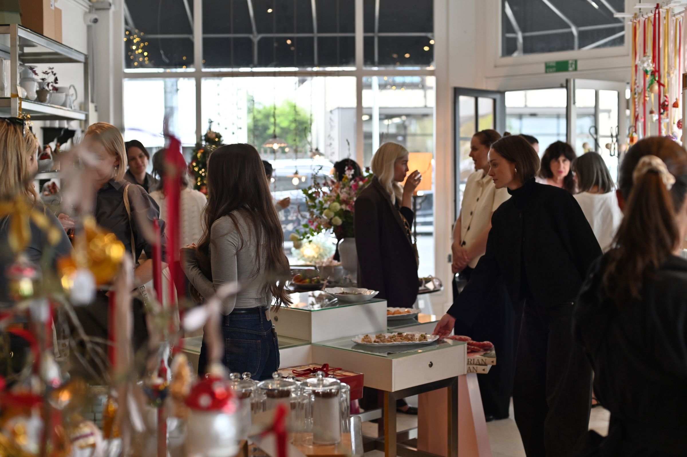 full room shot of guests in store