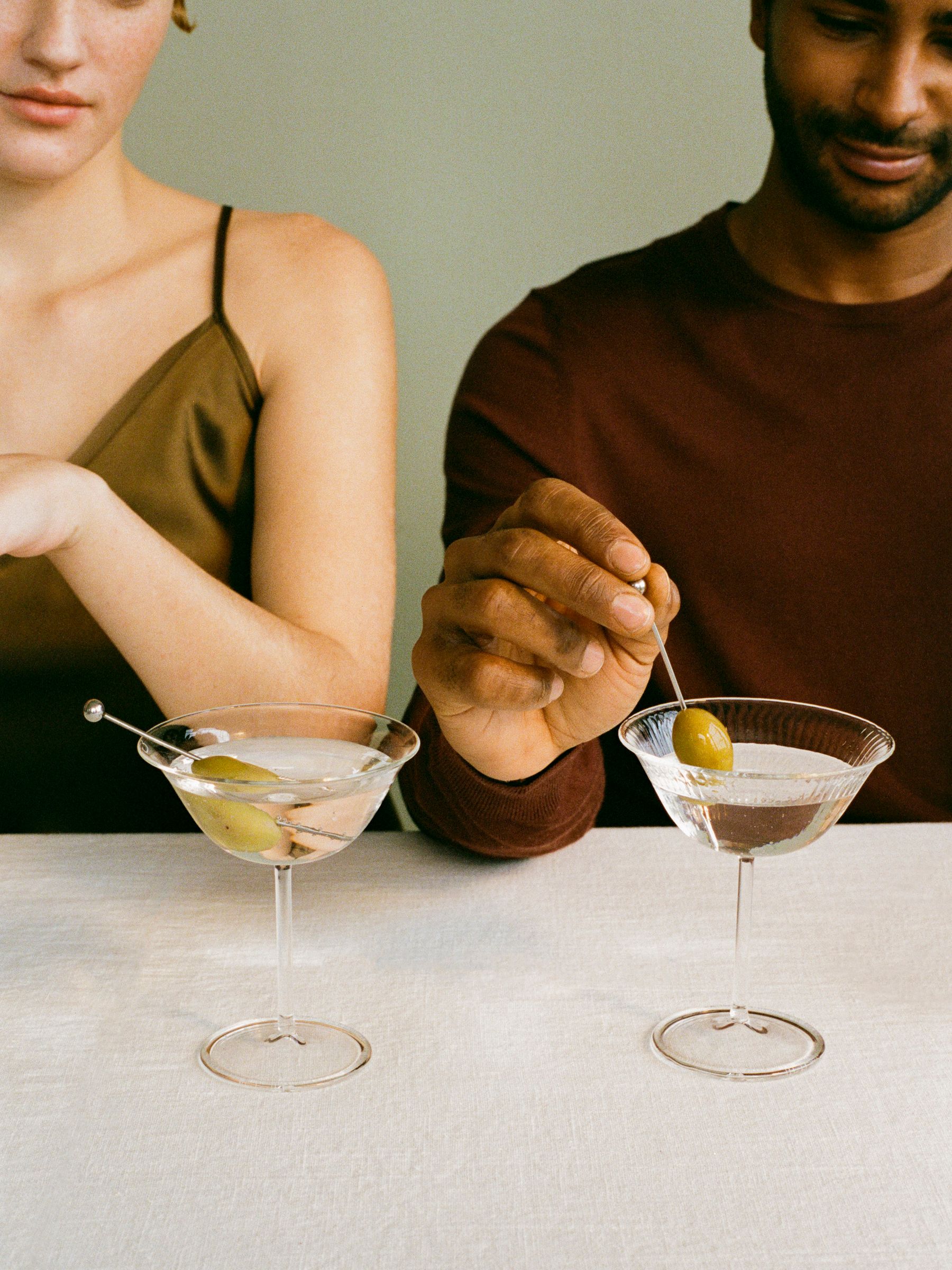 Couple at a table with Martini glasses