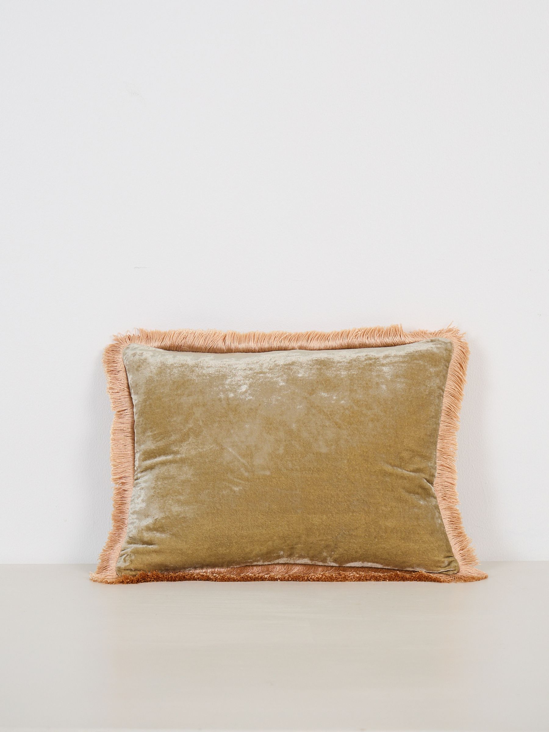 Silk Velvet Cushion with Fringe