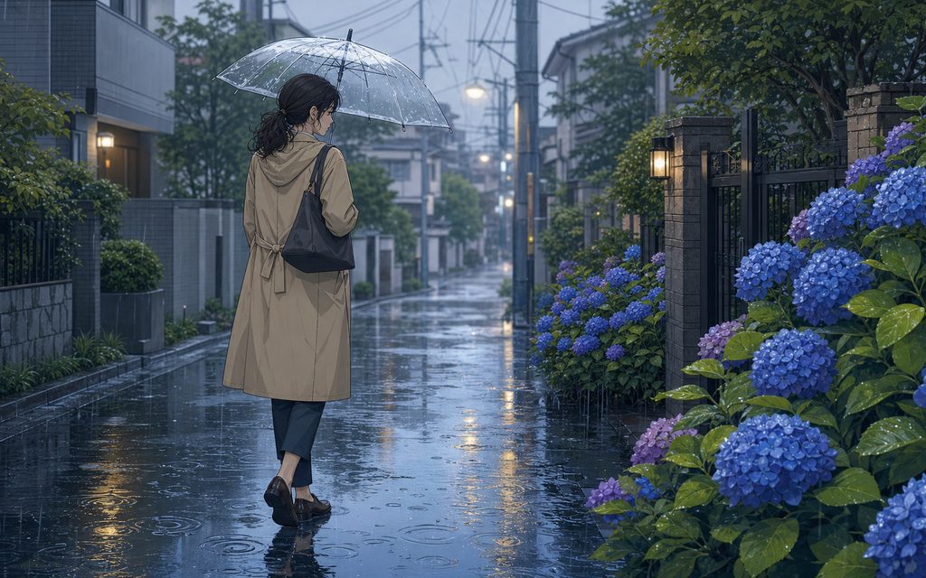 【ちょび作品】雨の街｜#外は雨シリーズ｜F4サイズ ｜風景画｜ 梅雨 の 季節 - L1 - Bento Japanese