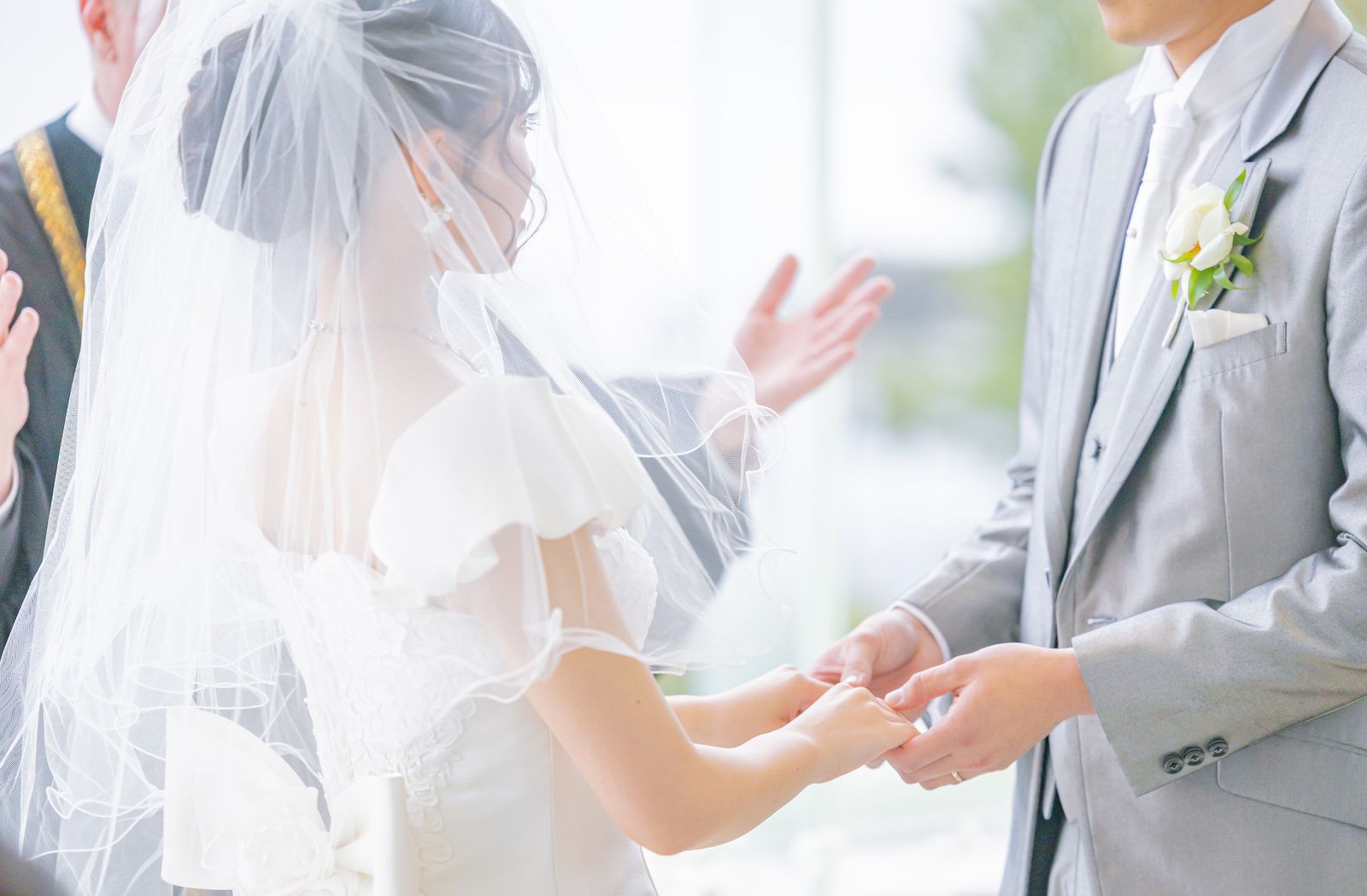 A Japanese couple at their wedding