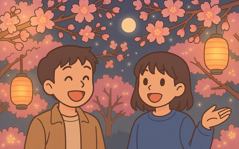 夜桜 を 楽しむ