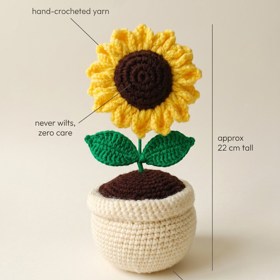 Crochet Sunflower with Pot — view 2