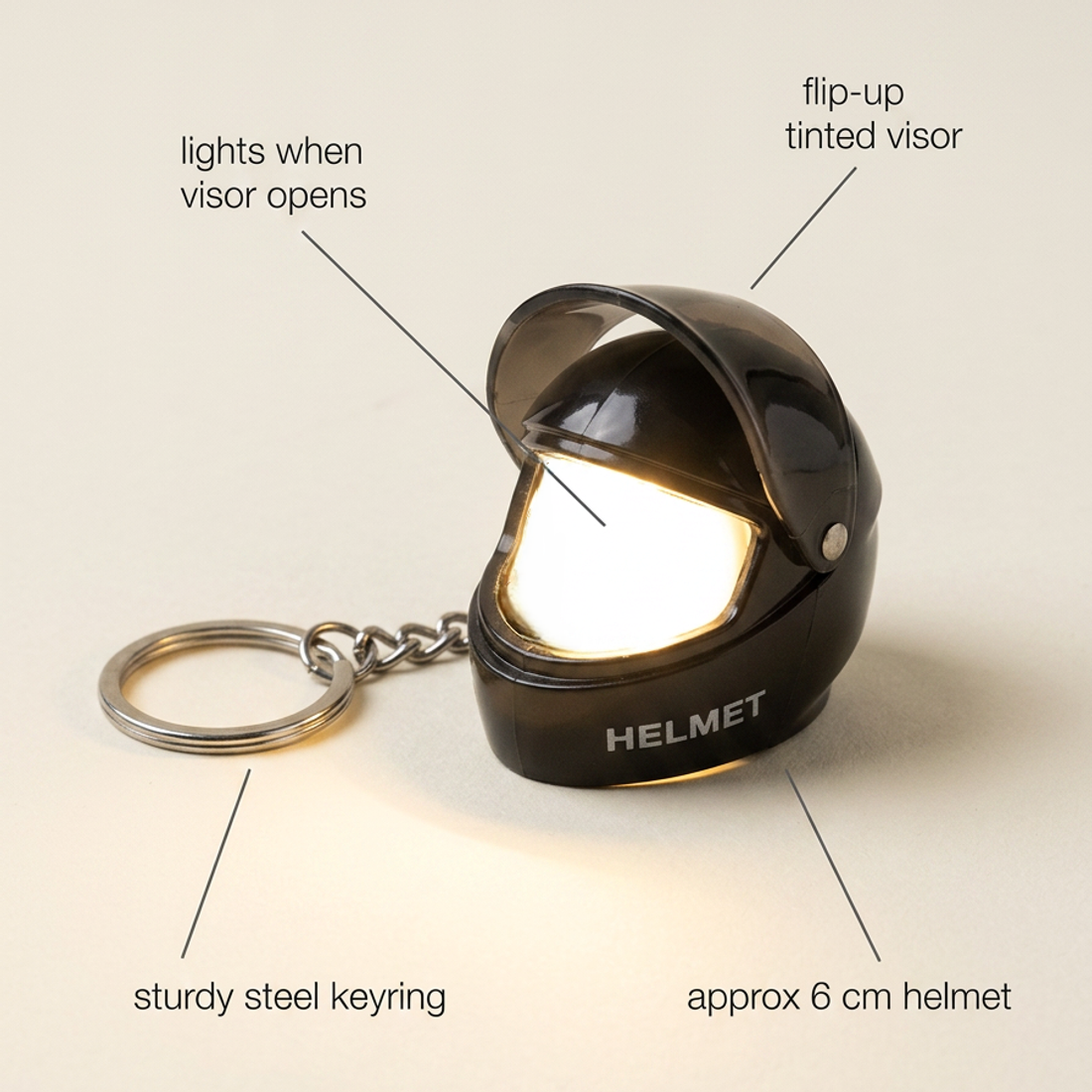 Mini Helmet LED Keychain — view 2