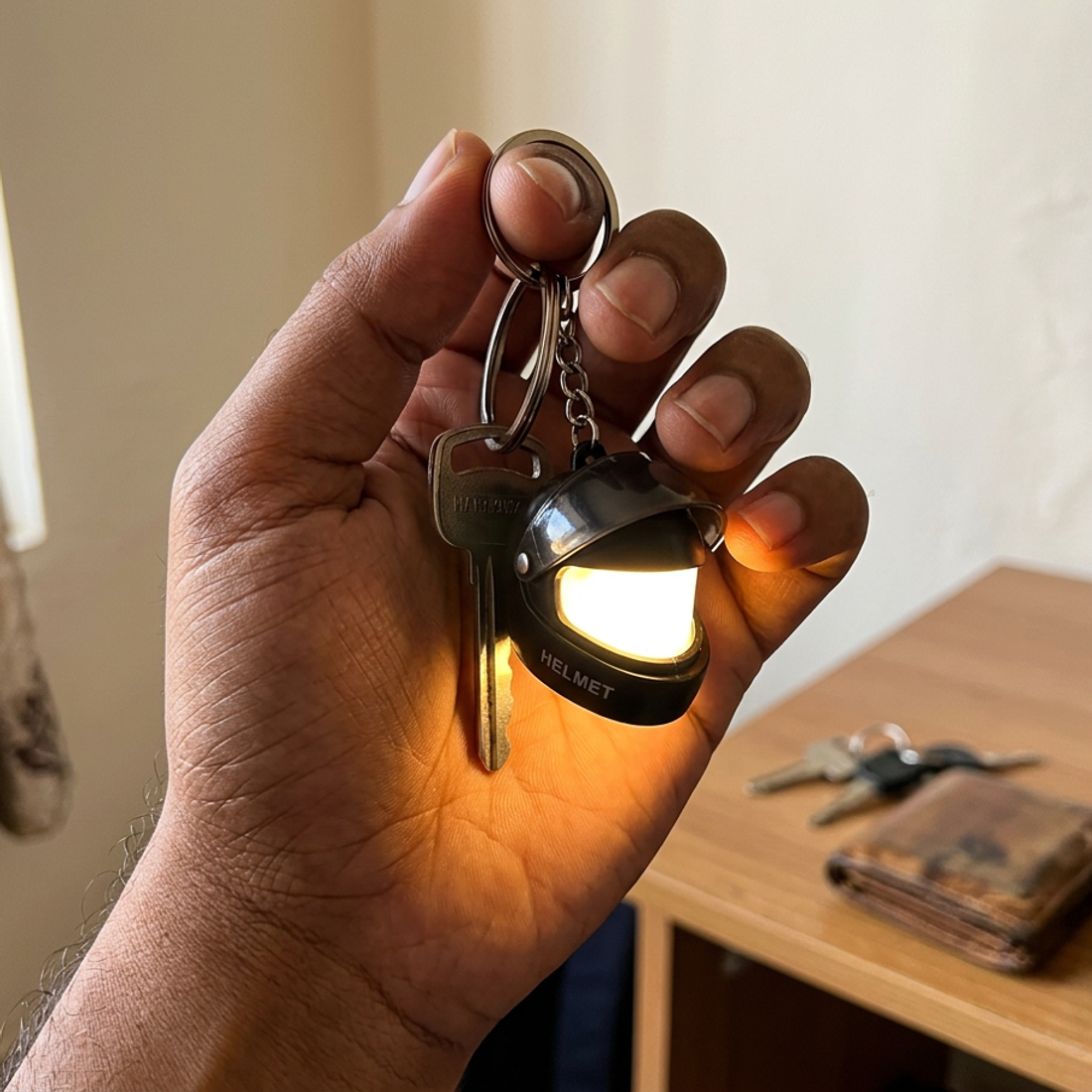 Mini Helmet LED Keychain — view 1