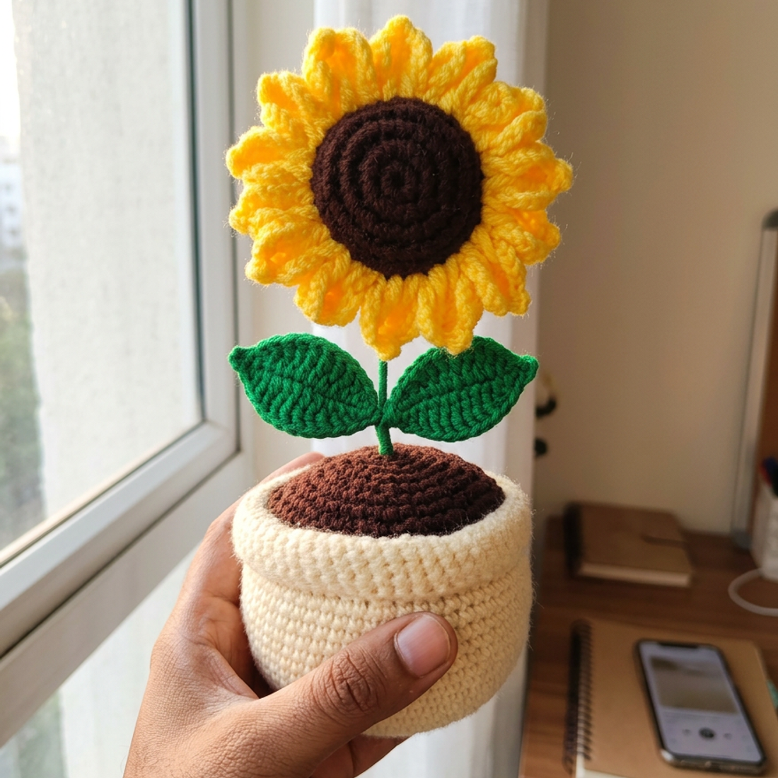 Crochet Sunflower with Pot — view 1