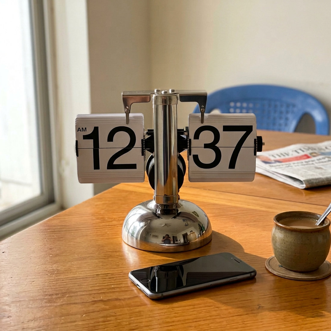 Stainless Steel Retro Flip Clock — view 1
