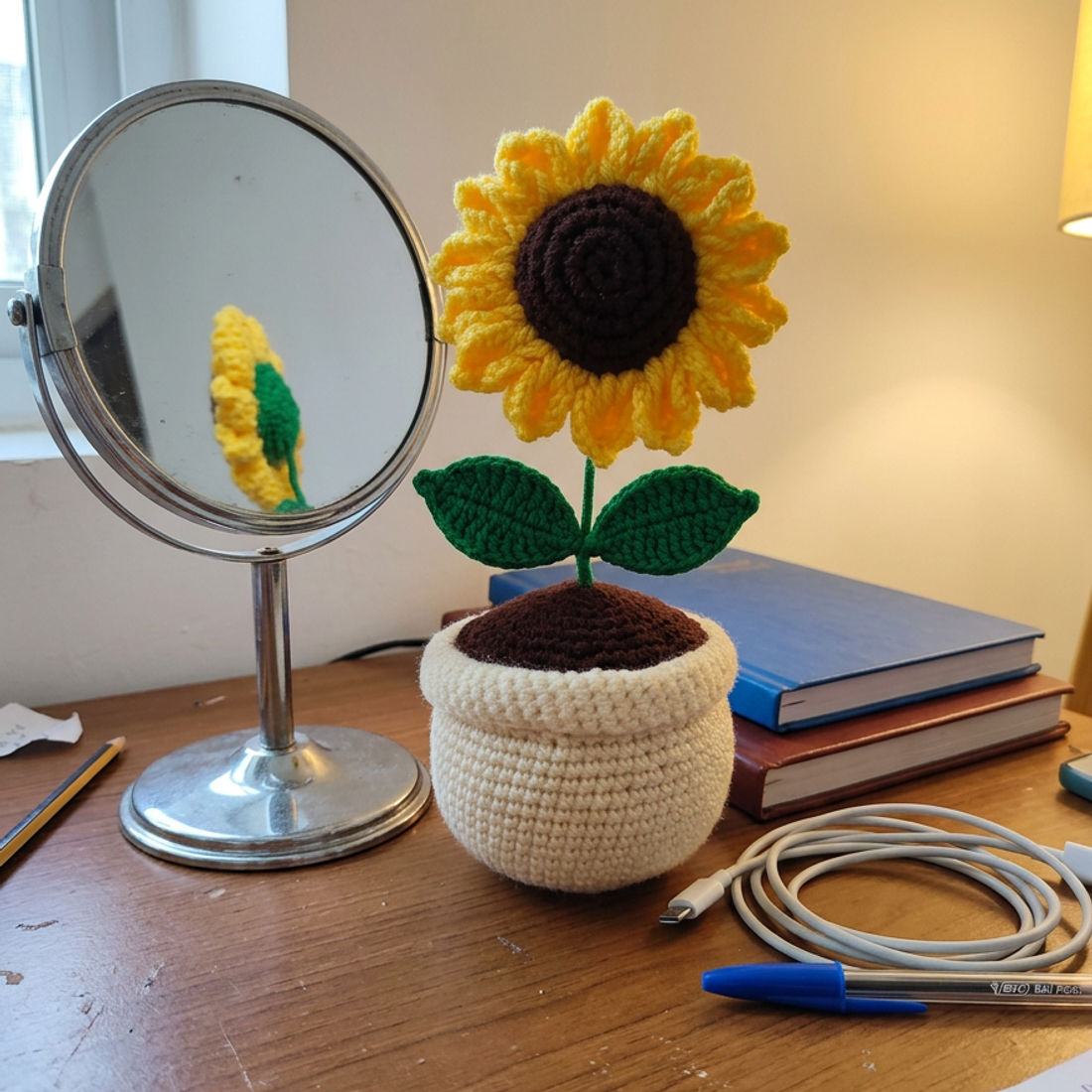 Crochet Sunflower with Pot — view 4