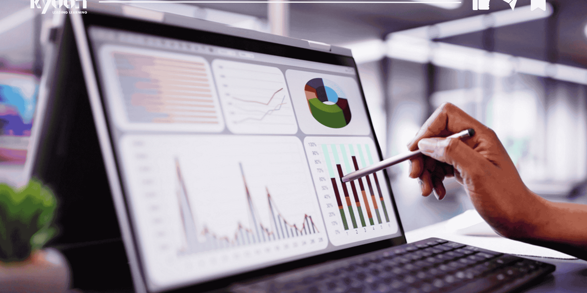 Business analyst using AI tools to transform spreadsheet data into strategic insights and predictive analytics dashboards