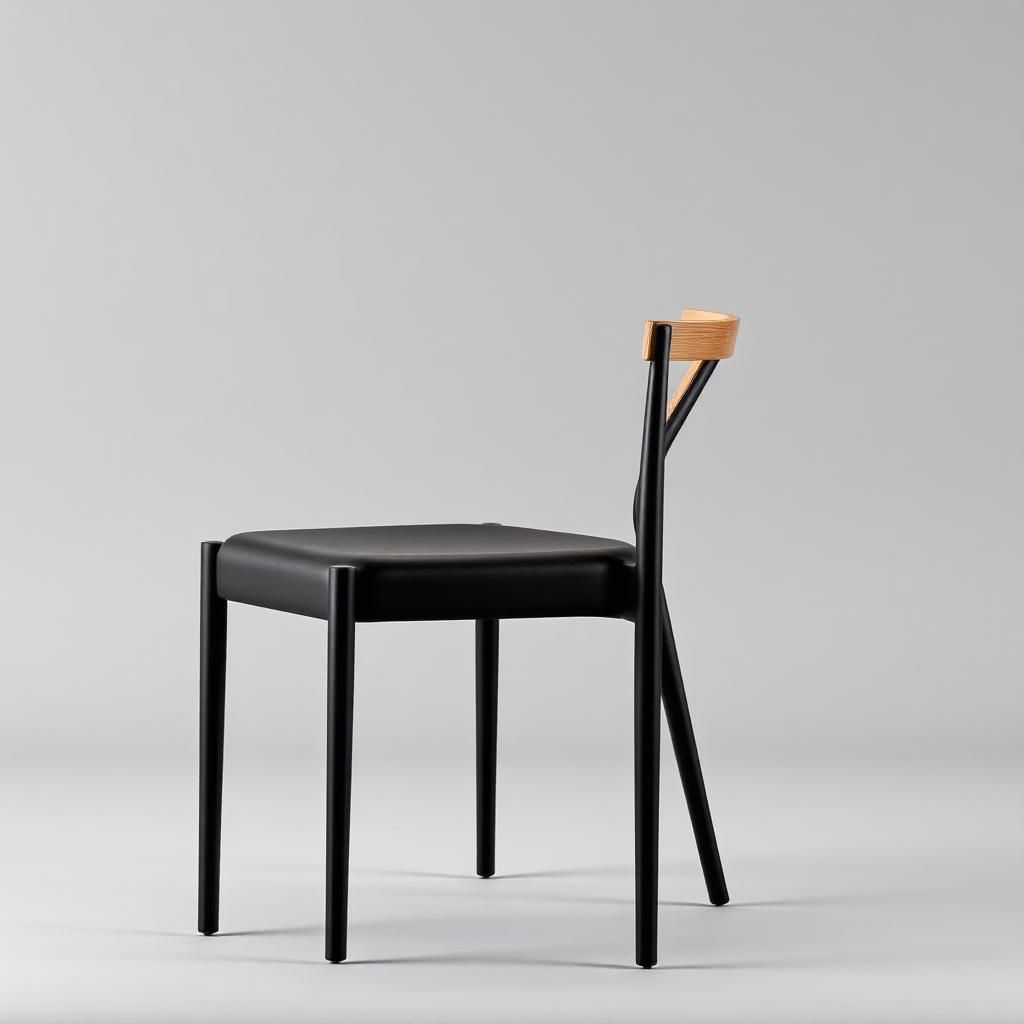 Minimalistische zwarte eetkamerstoel