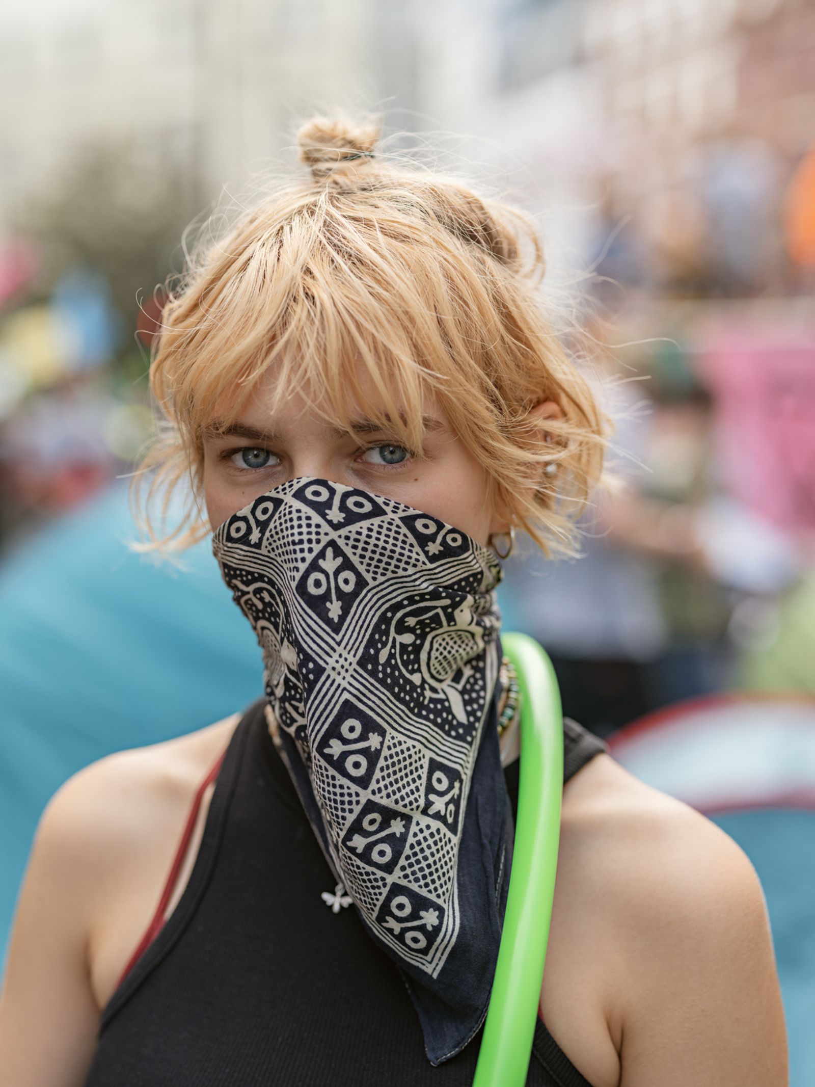 Anonymous at Extinction Rebellion Protest for Immigration and Climate Change Mitigation, England, 2021