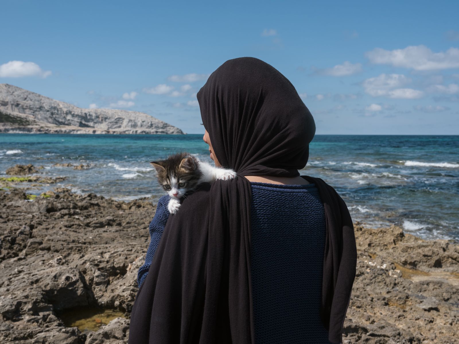 Eya with a Kitten, Tunisia, 2023