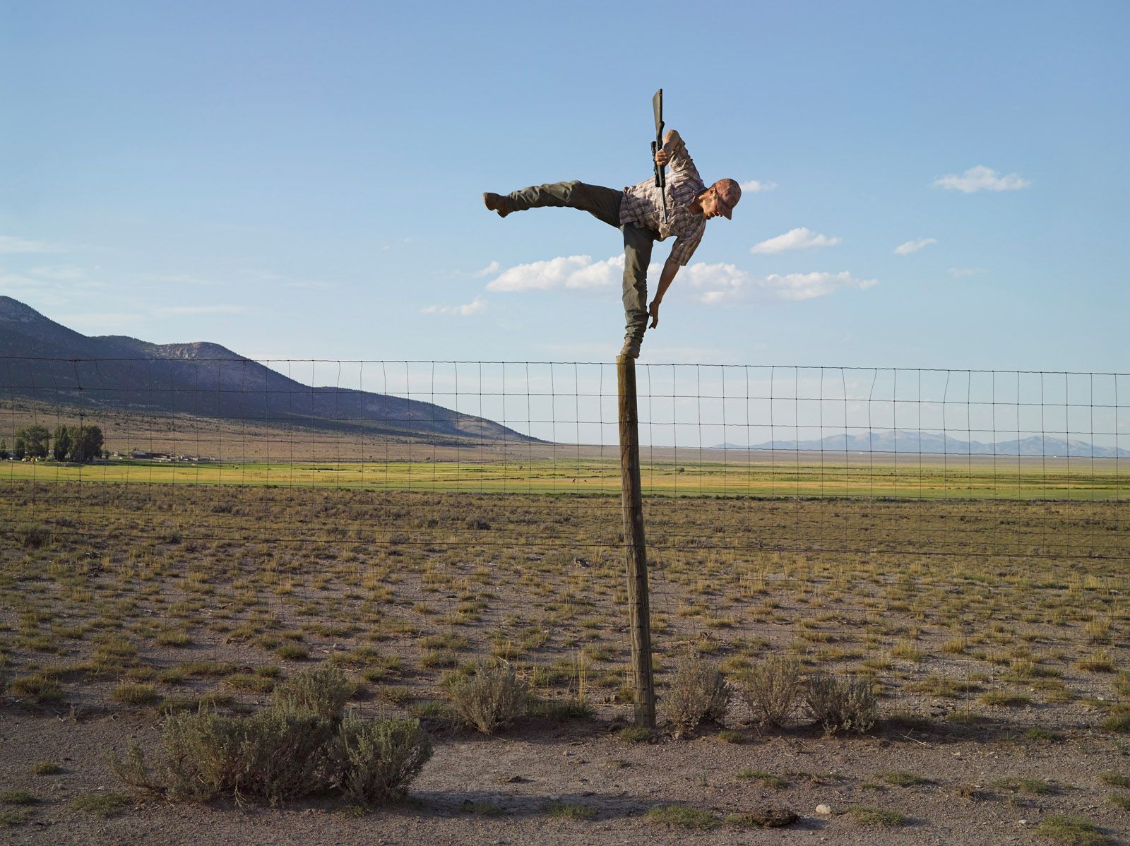 Tommy Trying to Shoot Coyotes, Big Springs Ranch, Oasis, Nevada 2012