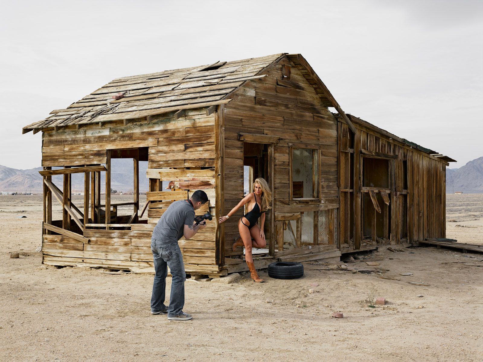 Dave and Jenny, Swimsuit Shoot on an Abandoned Farm, California 2014