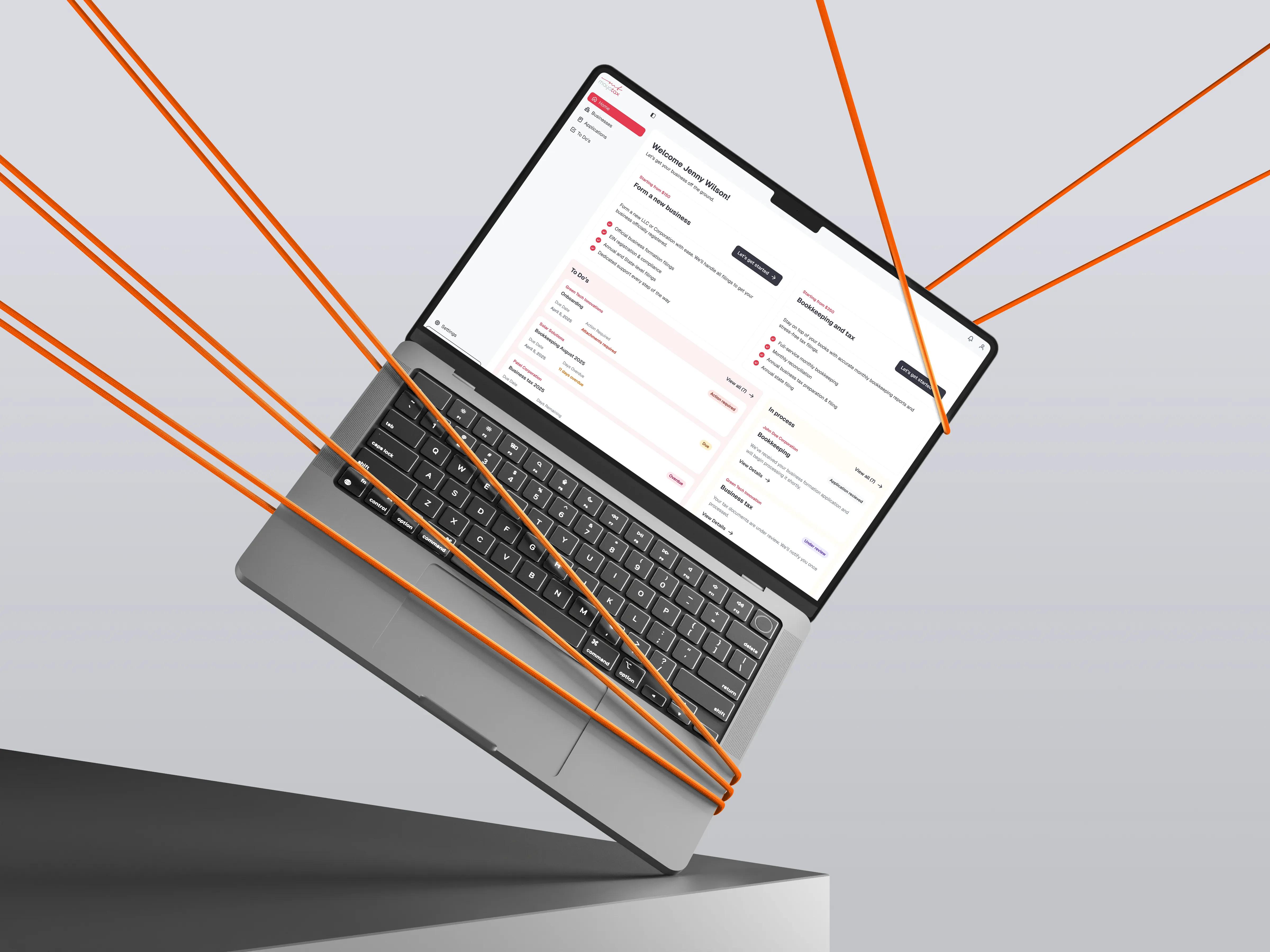 Busyfile white-label client dashboard for business formation, bookkeeping, tax and compliance services.