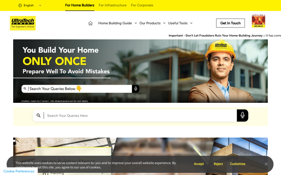 Product catalog with dealer locator — the pattern construction materials sites follow