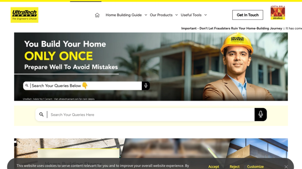Product catalog with dealer locator — the pattern construction materials sites follow