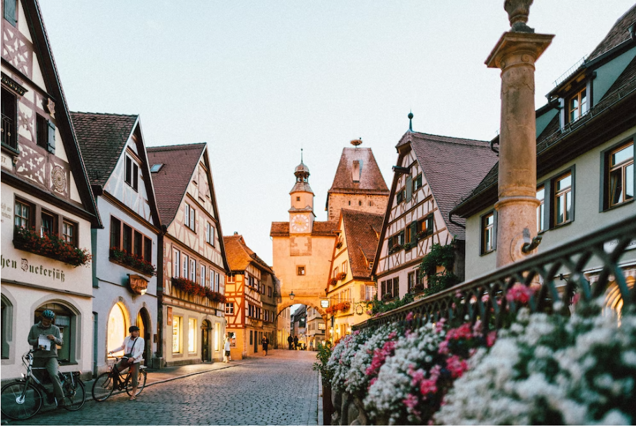 A picture of a German town. 