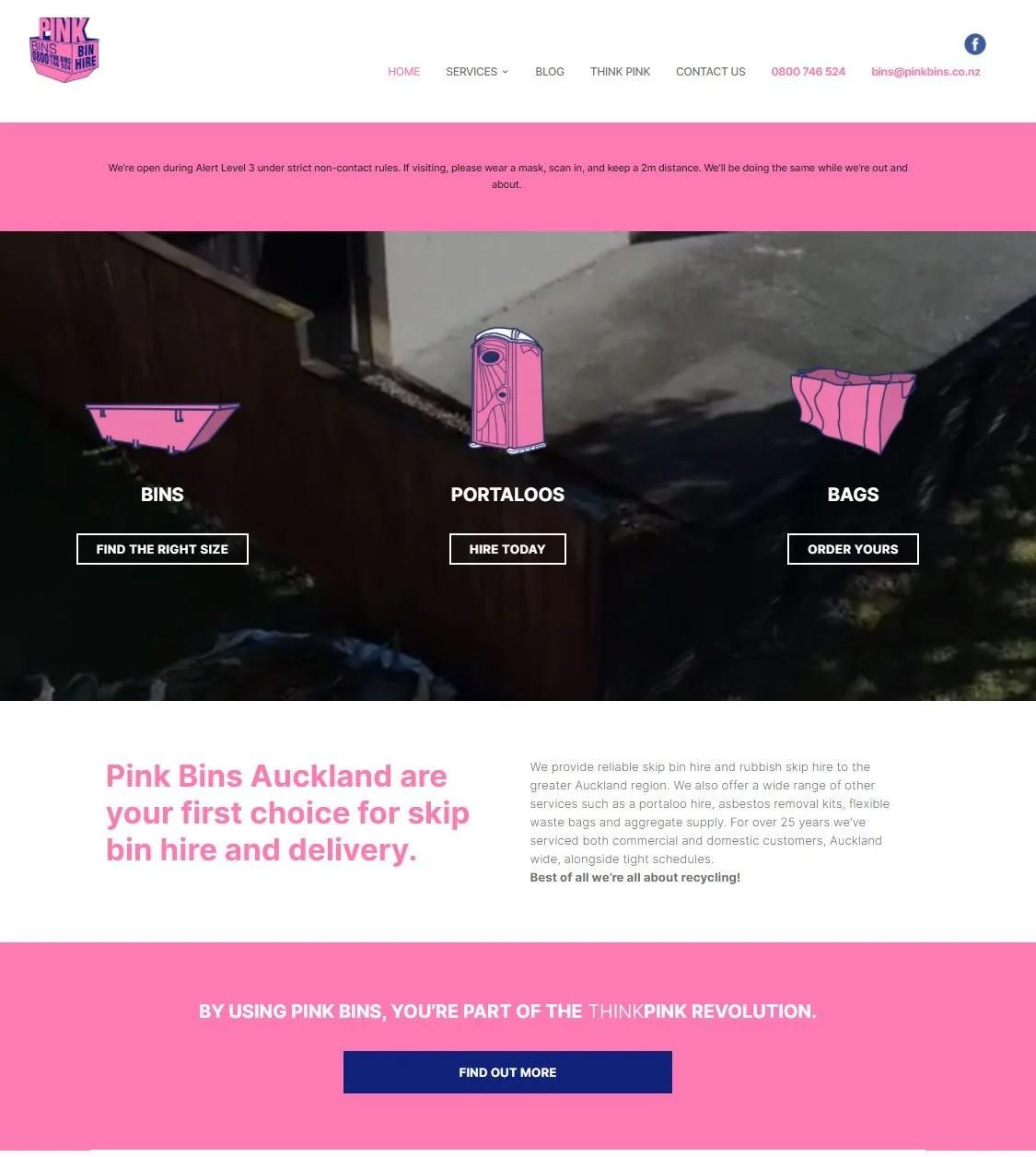 Pink Bins ranking #1 on the Google map pack