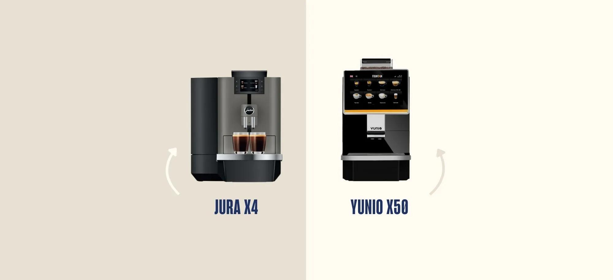 La machine à café Jura x4 vs la machine à café Yunio X50
