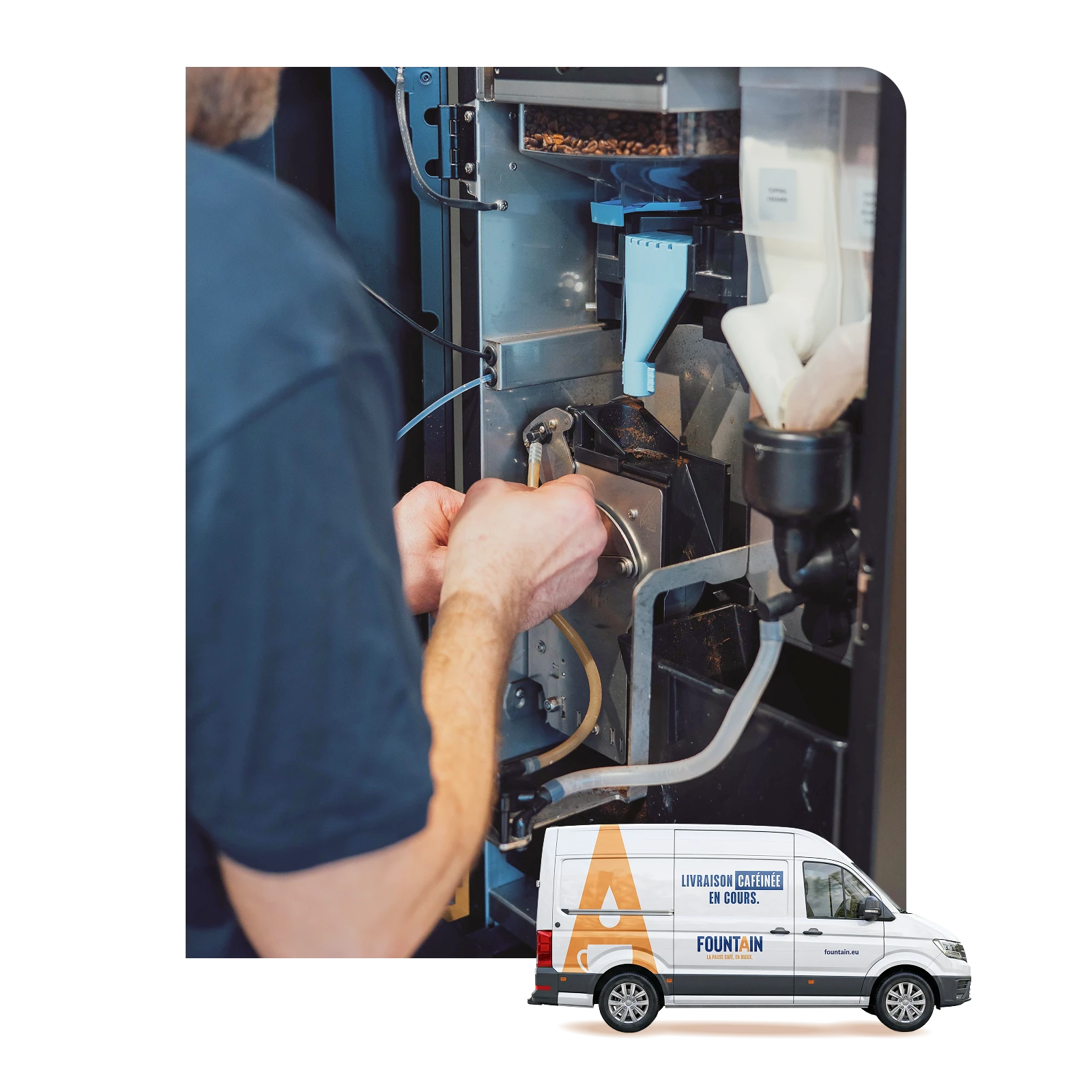 Un technicien est dans sa voiture
