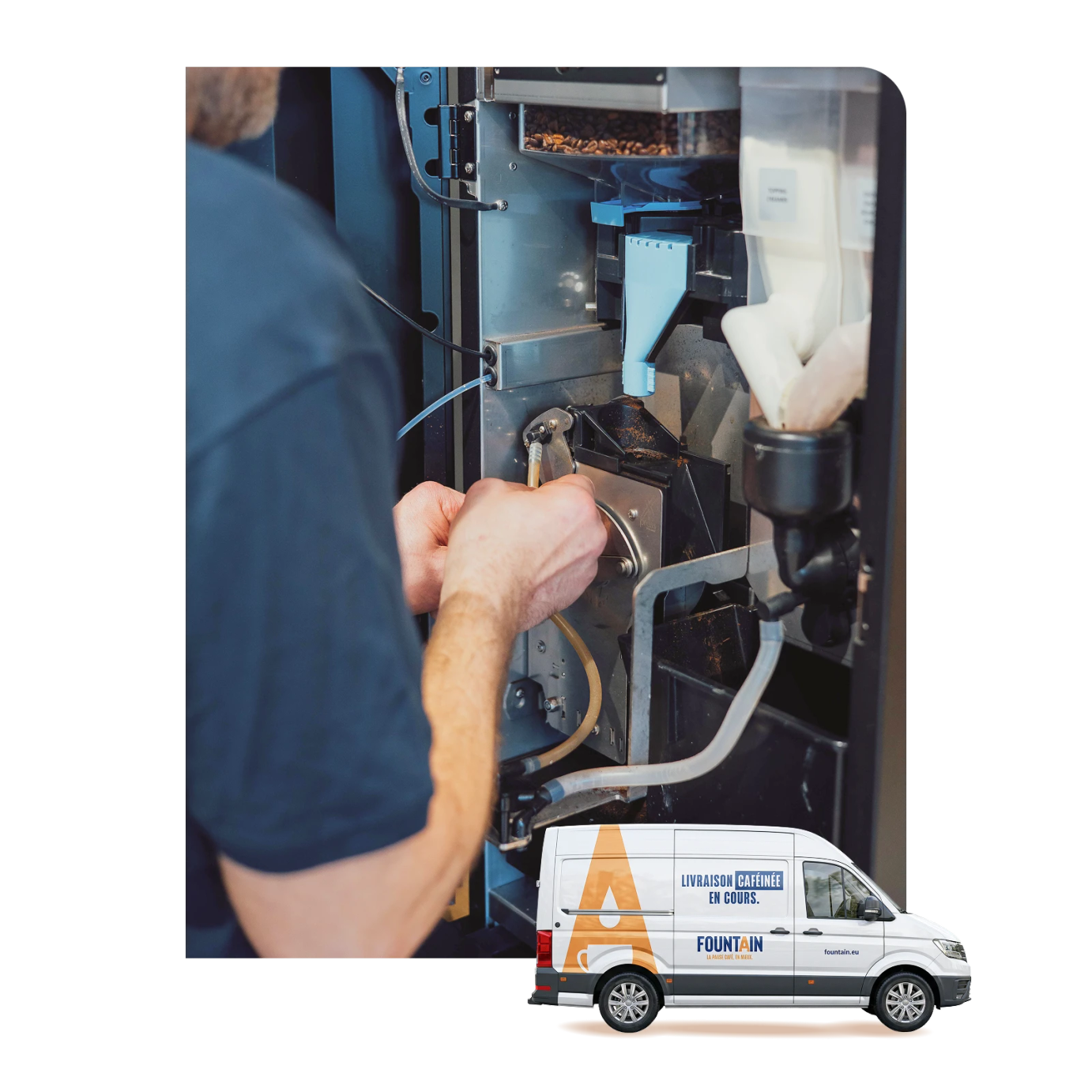Un technicien est dans sa voiture