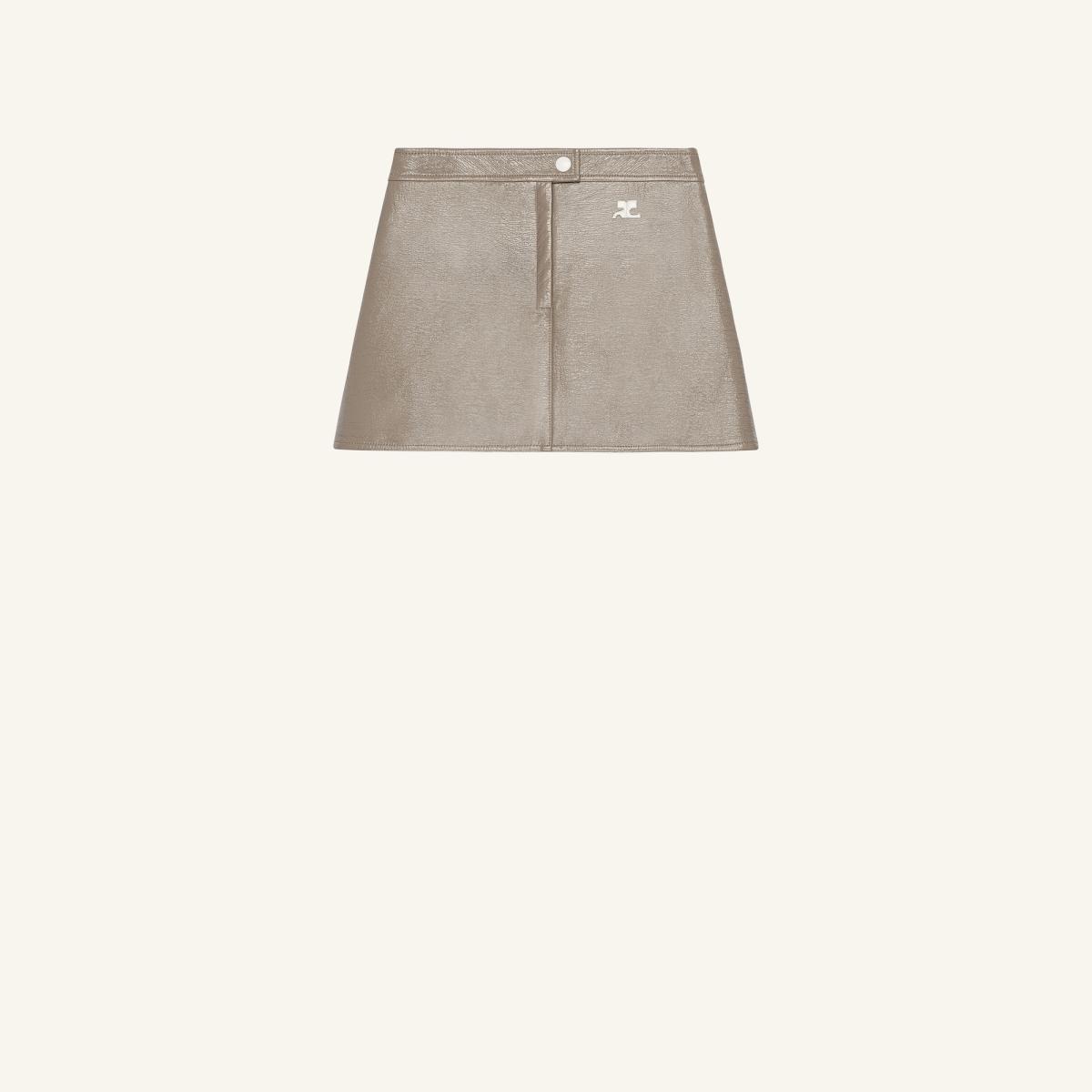 Elegant metallic mini skirt from Courrèges, perfect for contemporary fashion style.