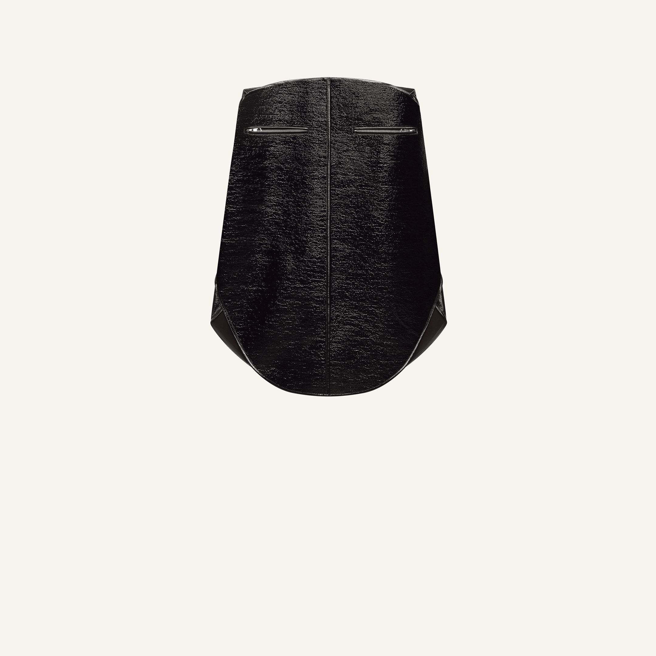 Sac à main mini en cuir synthétique noir avec fermetures éclair, de la marque Courrèges.