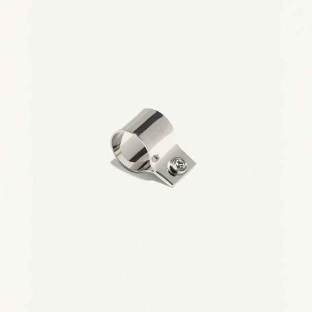 Elegant silver ring with a small gemstone, displayed on a white background for Courrèges.