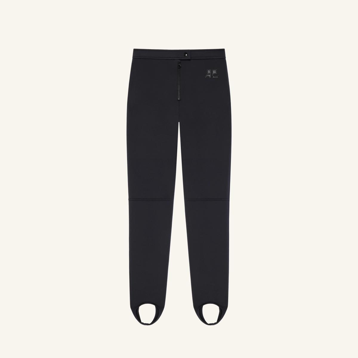 Elegant black Courrèges joggers with functional zipper pockets, perfect for modern fashion.