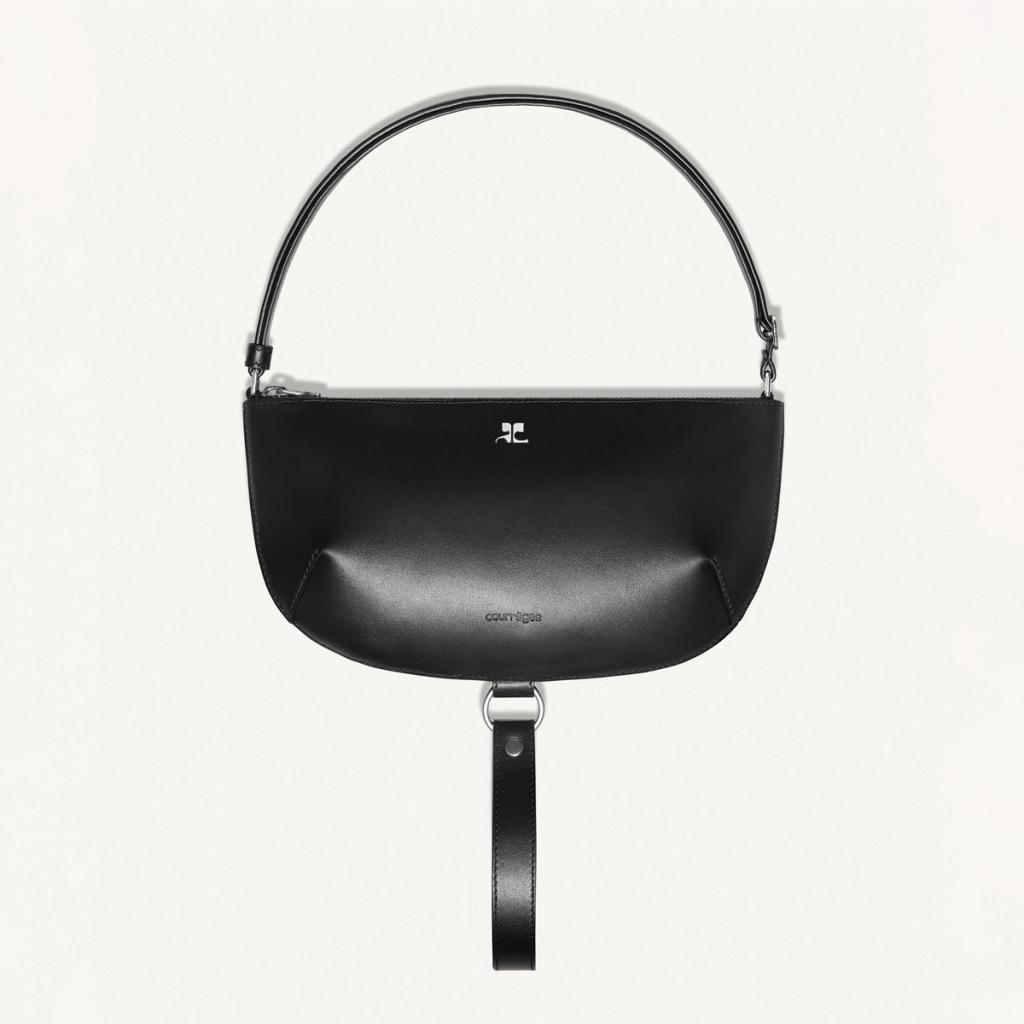 Elegant black Courrèges handbag with a modern design and sleek finish, perfect for fashion enthusiasts.