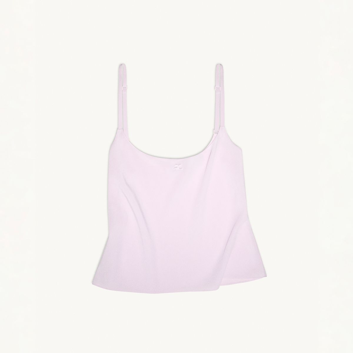 Elegant lilac camisole by Courrèges, perfect for a stylish shopping look.