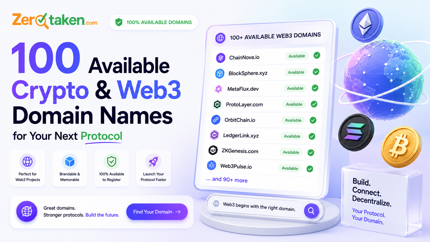 100 Available Crypto & Web3 Domain Names for Your Next Protocol