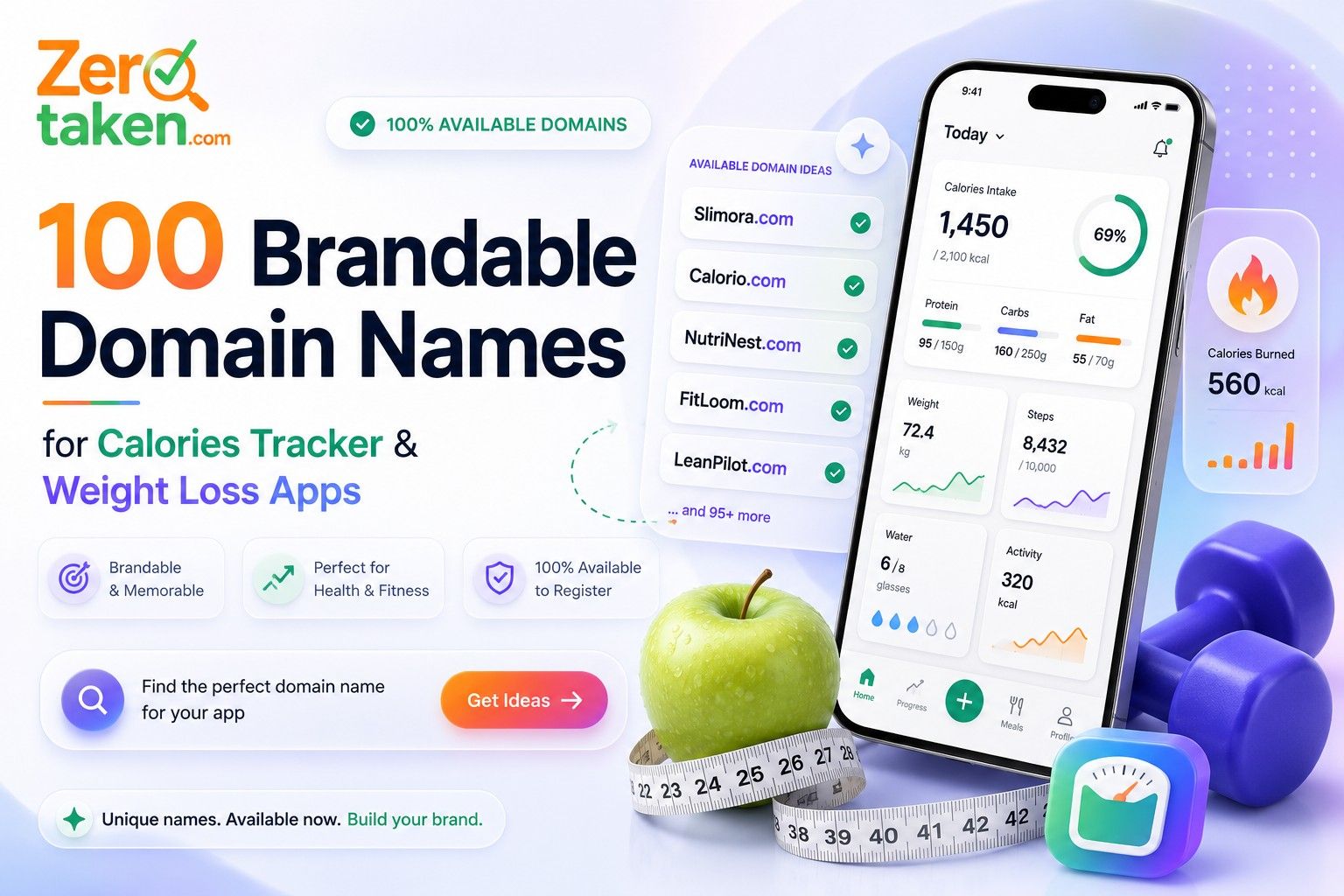 So You're Building a Calorie Tracker App? Here Are 100+ Domain Names Still Up for Grabs