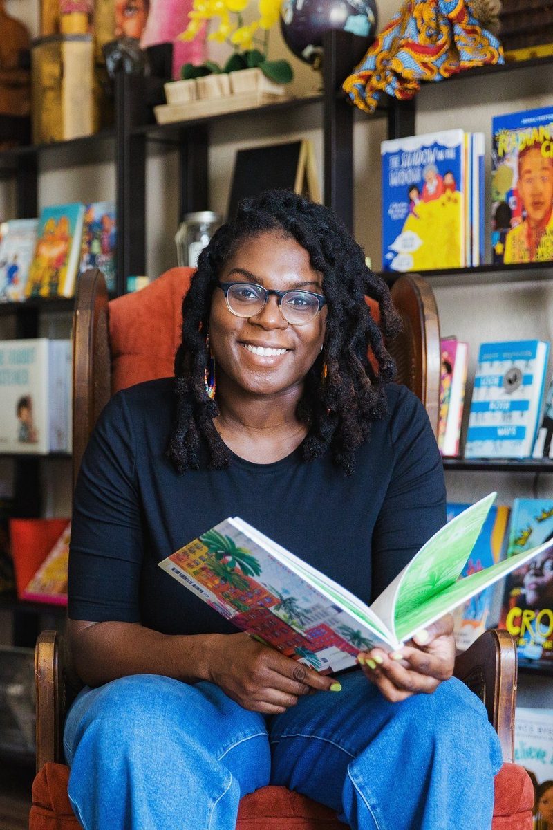 Lorielle Halloway reading in her bookstore