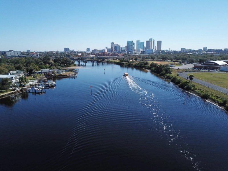 Aerial view of the Hillsborough County, Florida waterfront