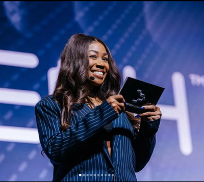 Sequoia Holmes hosting on stage