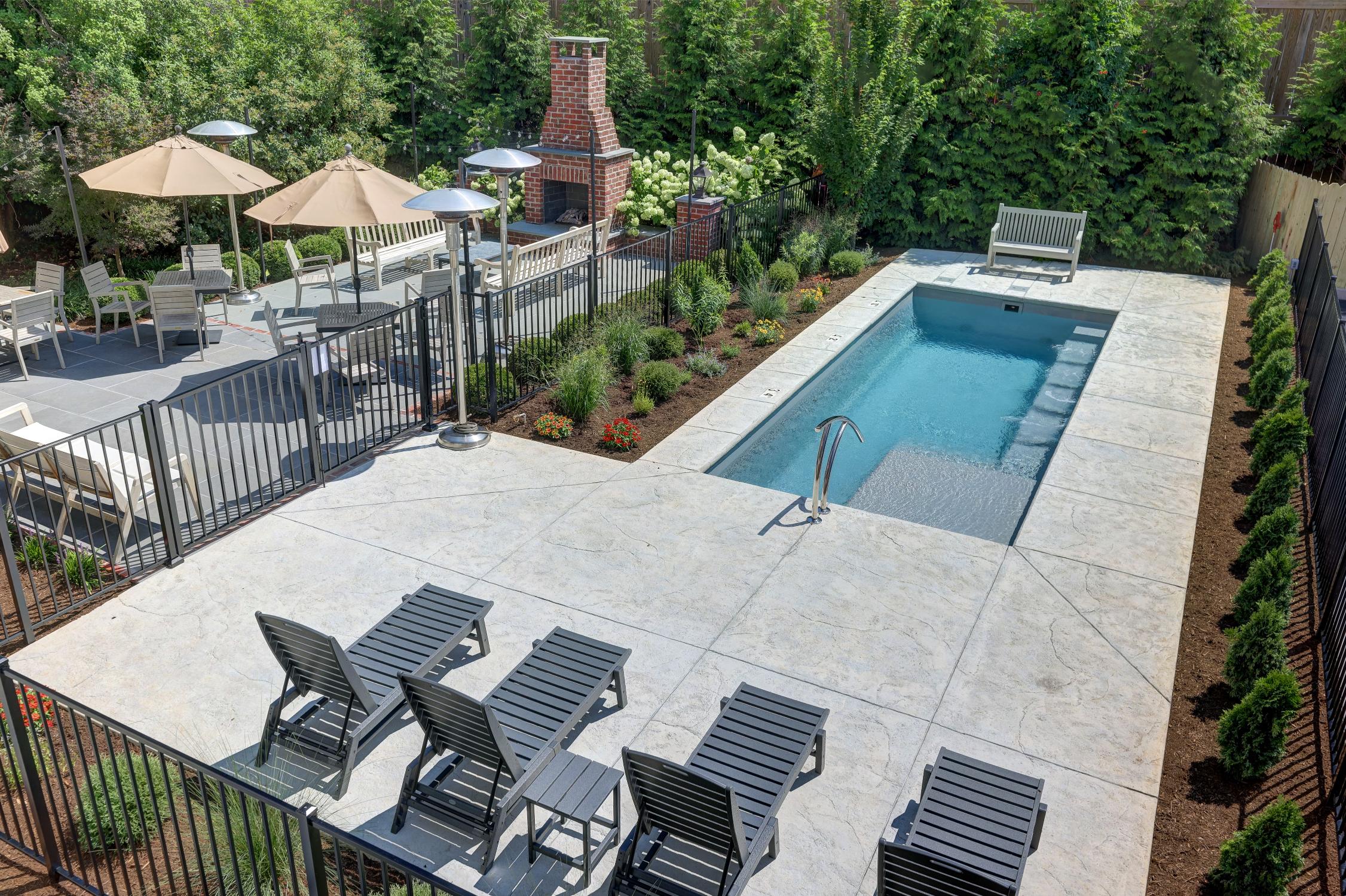 Pool and outdoor fireplace