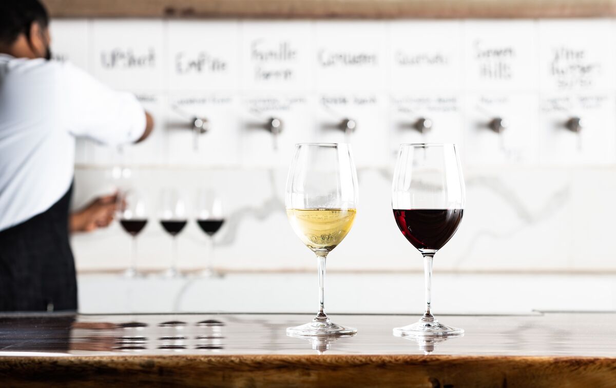 Glasses of Wine on Counter