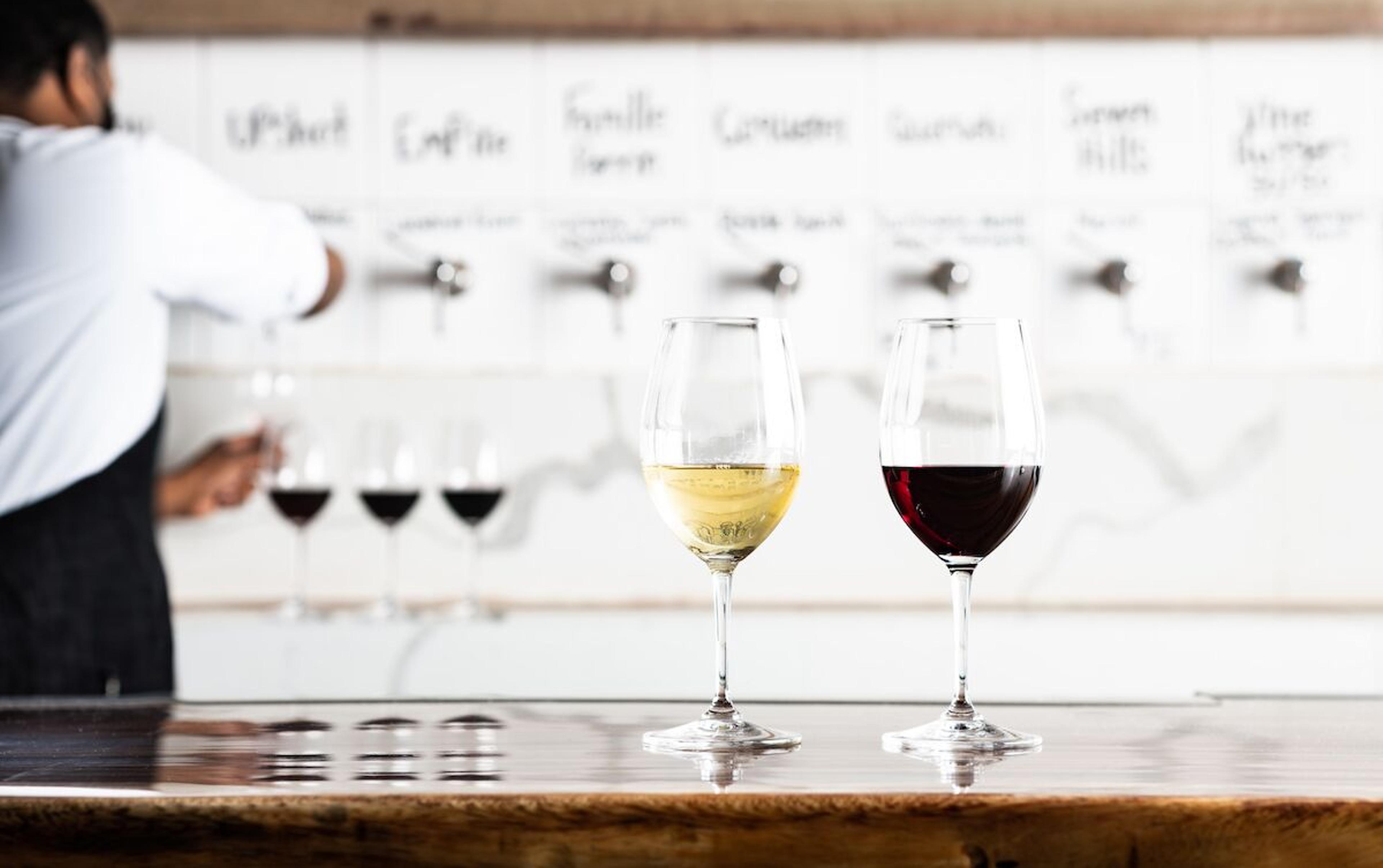 Glasses of Wine on Counter