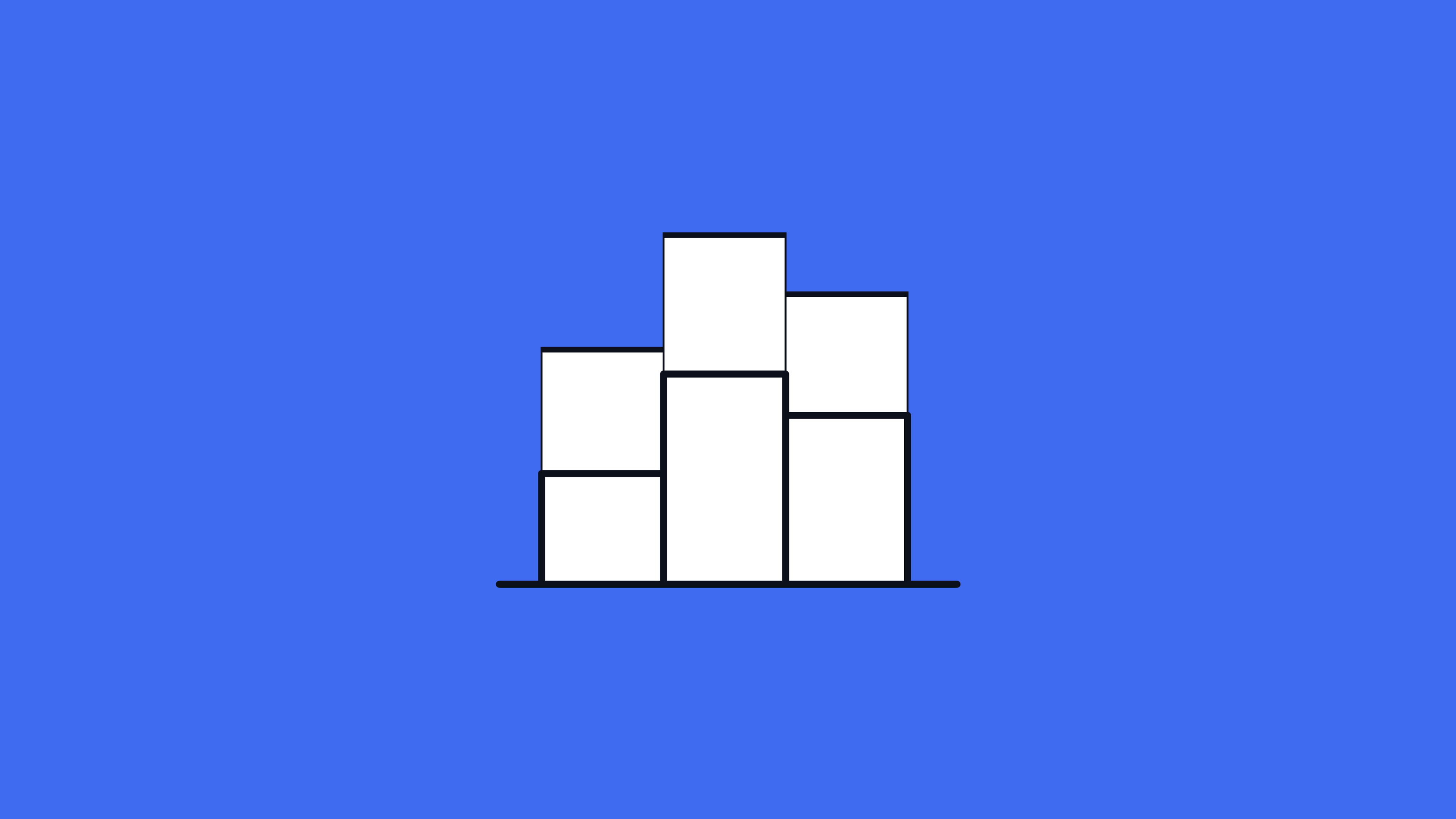 Illustration of blocks of different heights in a row on a blue background