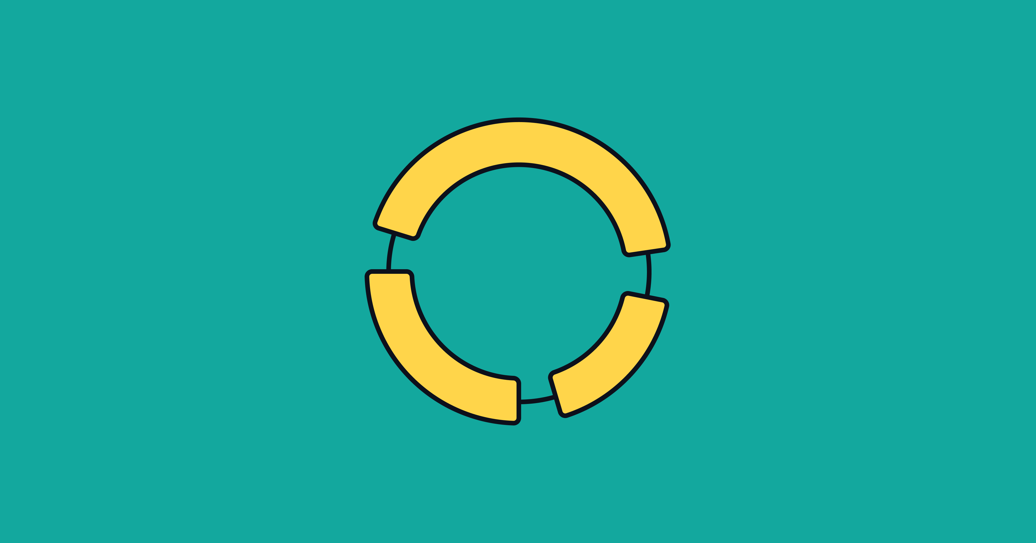 Illustration of a ring made of segments on a teal background