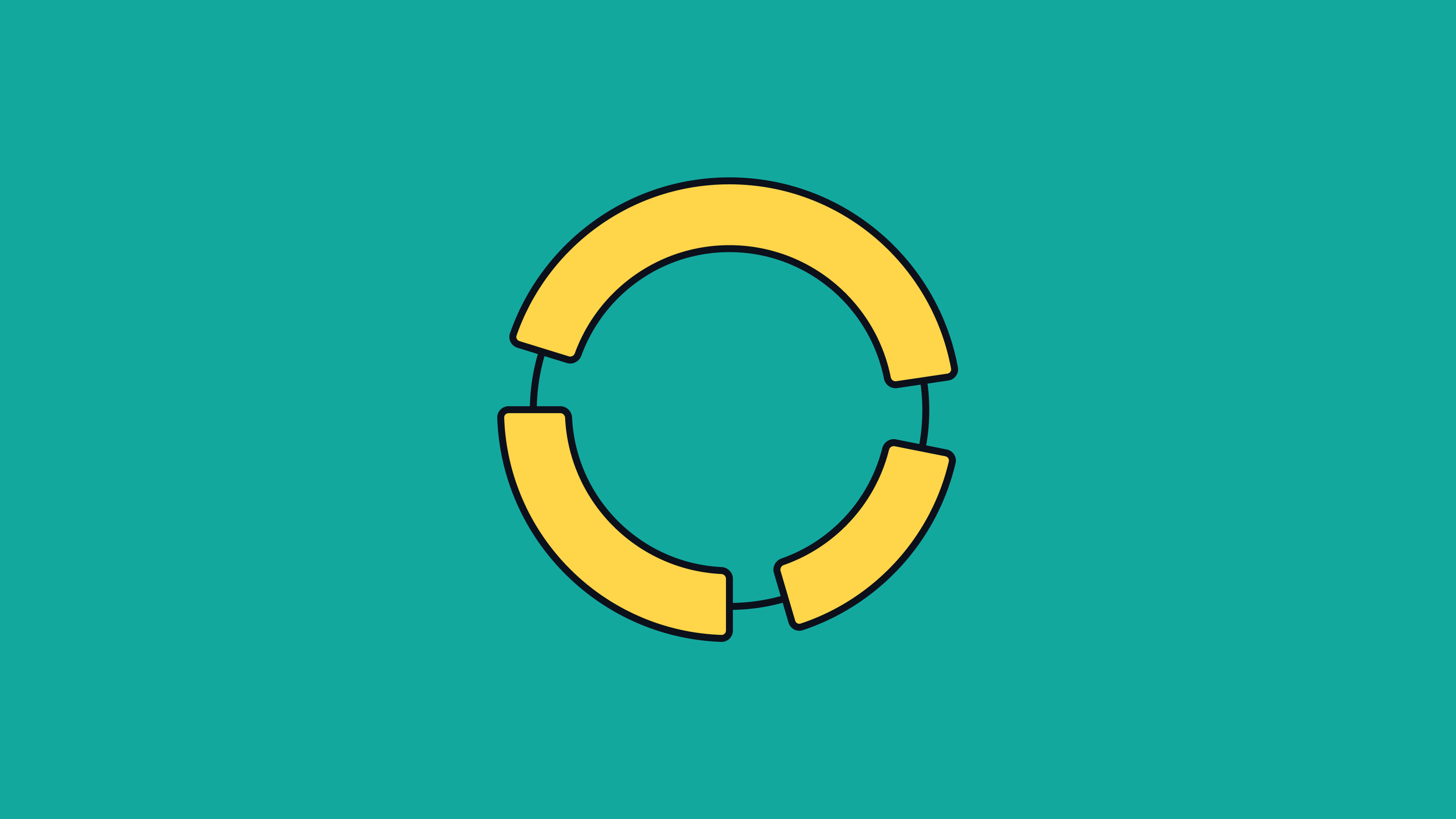 Illustration of a ring made of segments on a teal background