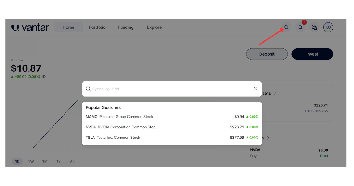 How to place an order to buy a stock on Vantar