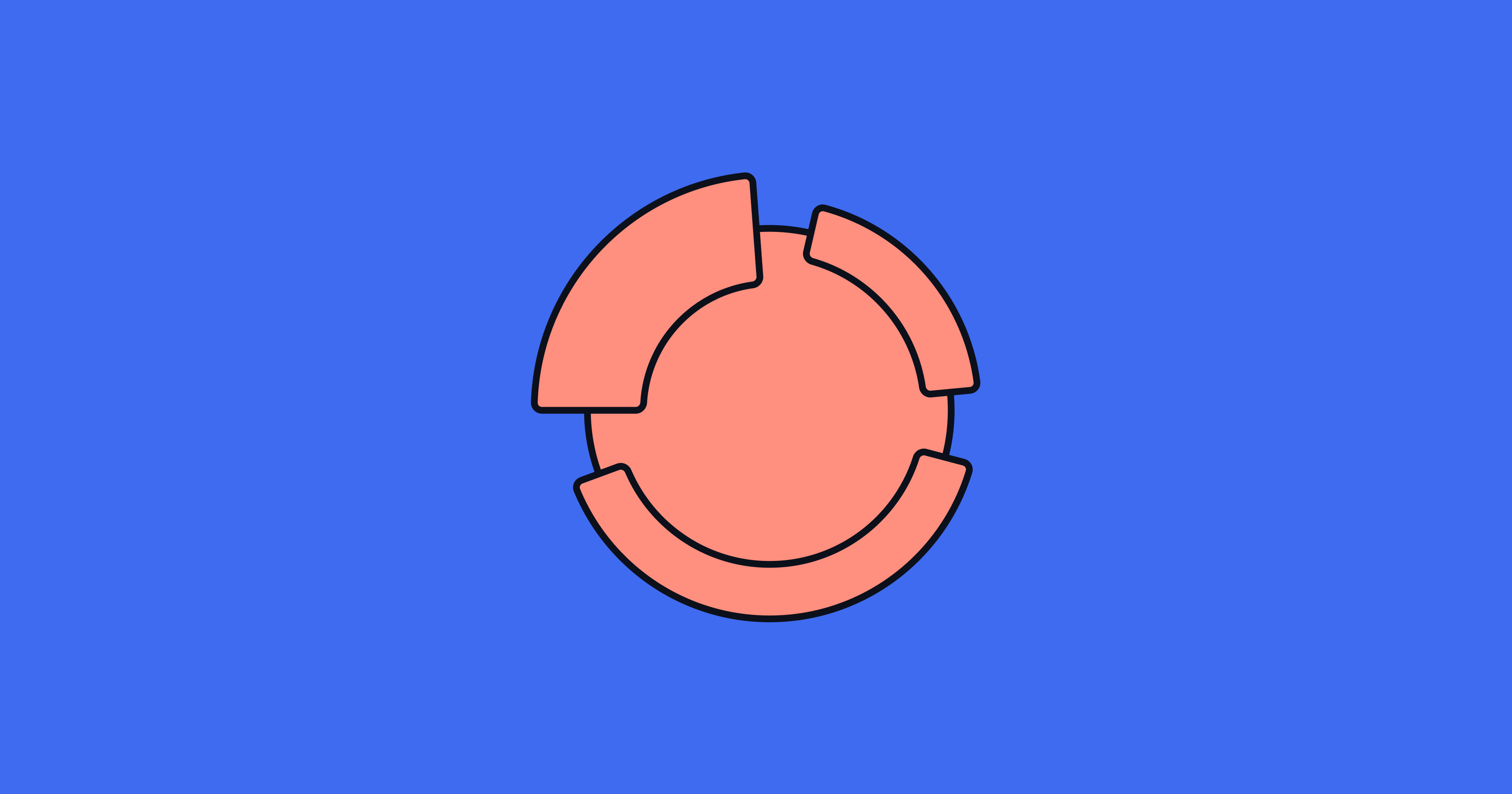 Illustration of a ring split into slices on a blue background