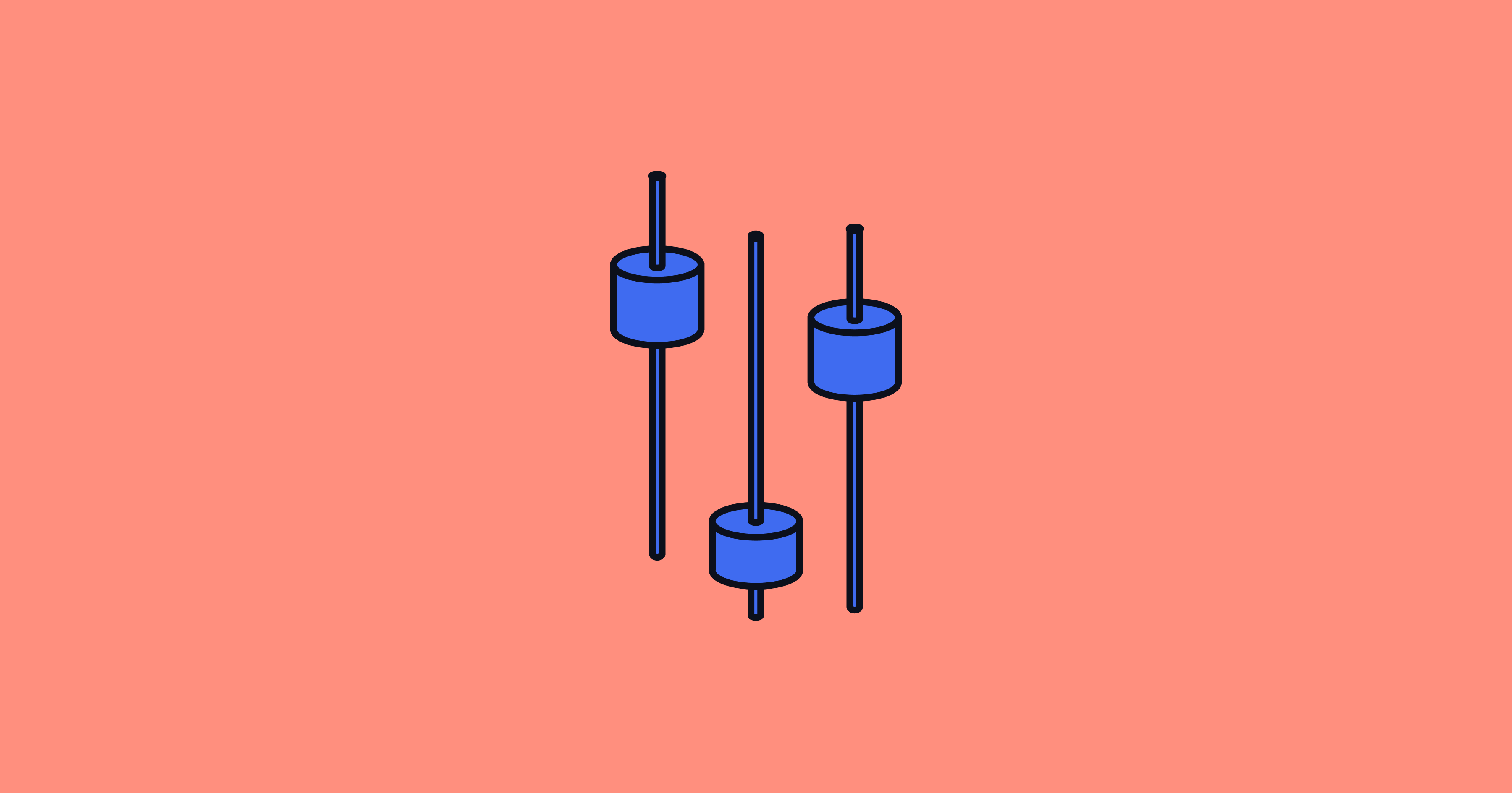 Illustration of price markers at different levels on vertical lines, on coral
