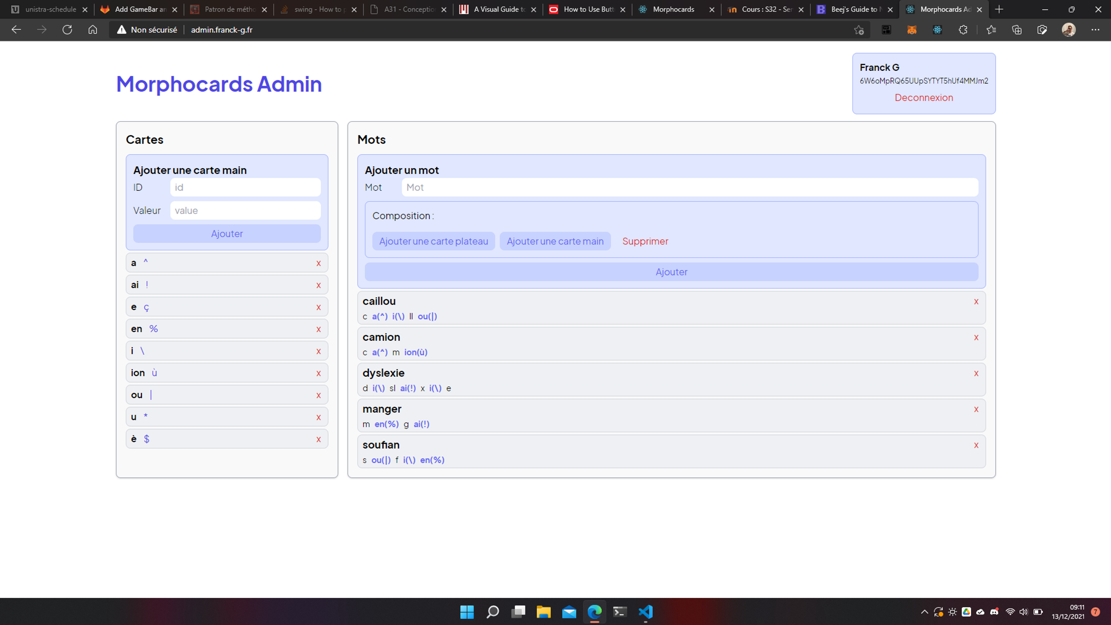 Morphocards admin panel