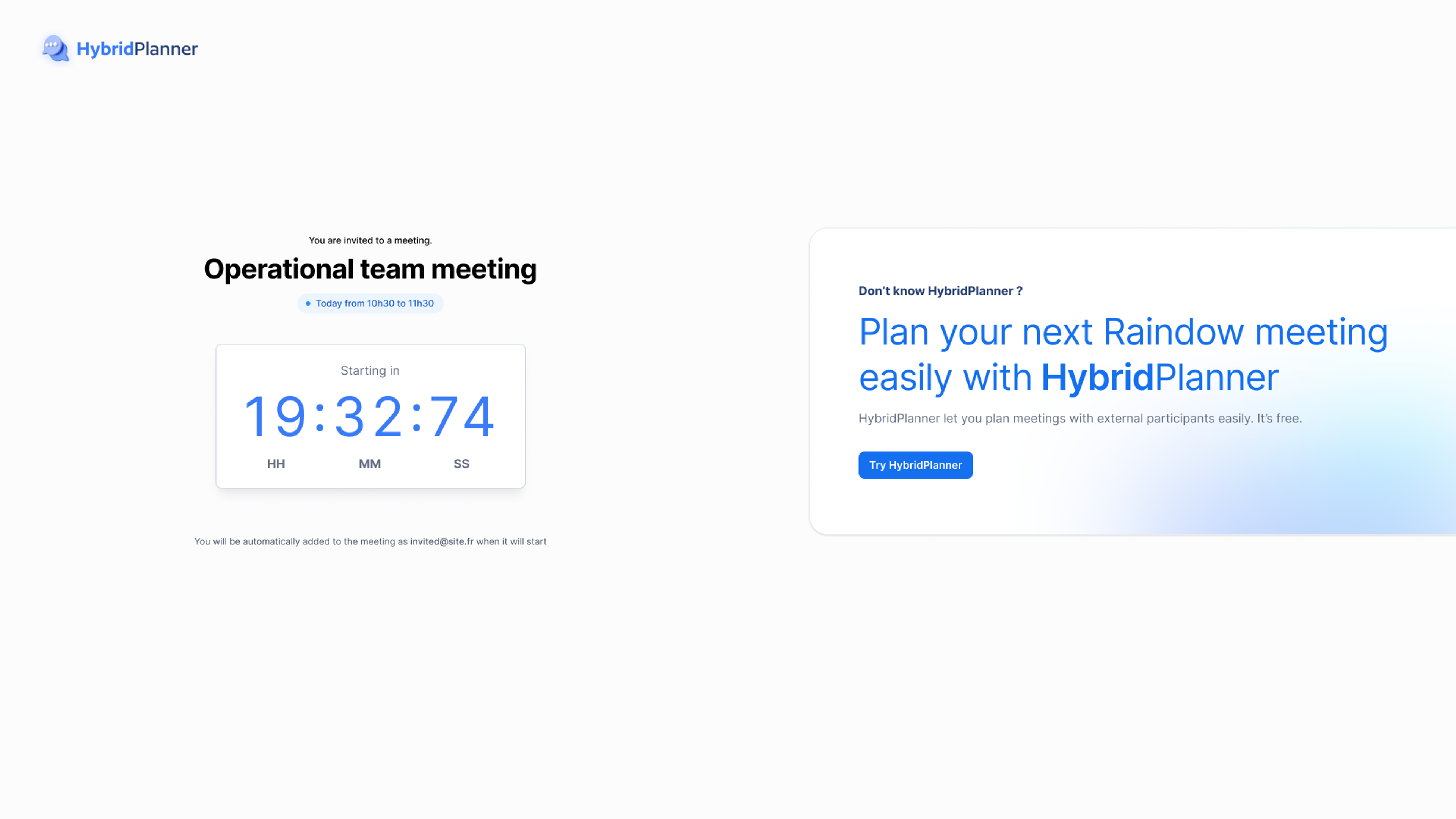 HybridPlanner waiting page